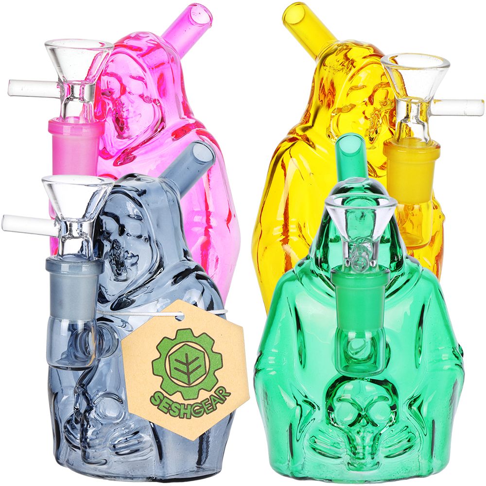 4 PACK BUNDLE - SeshGear Nocturnal Nightmare Glass Water Pipe - 4.5" / 14mm F / Assorted Colors