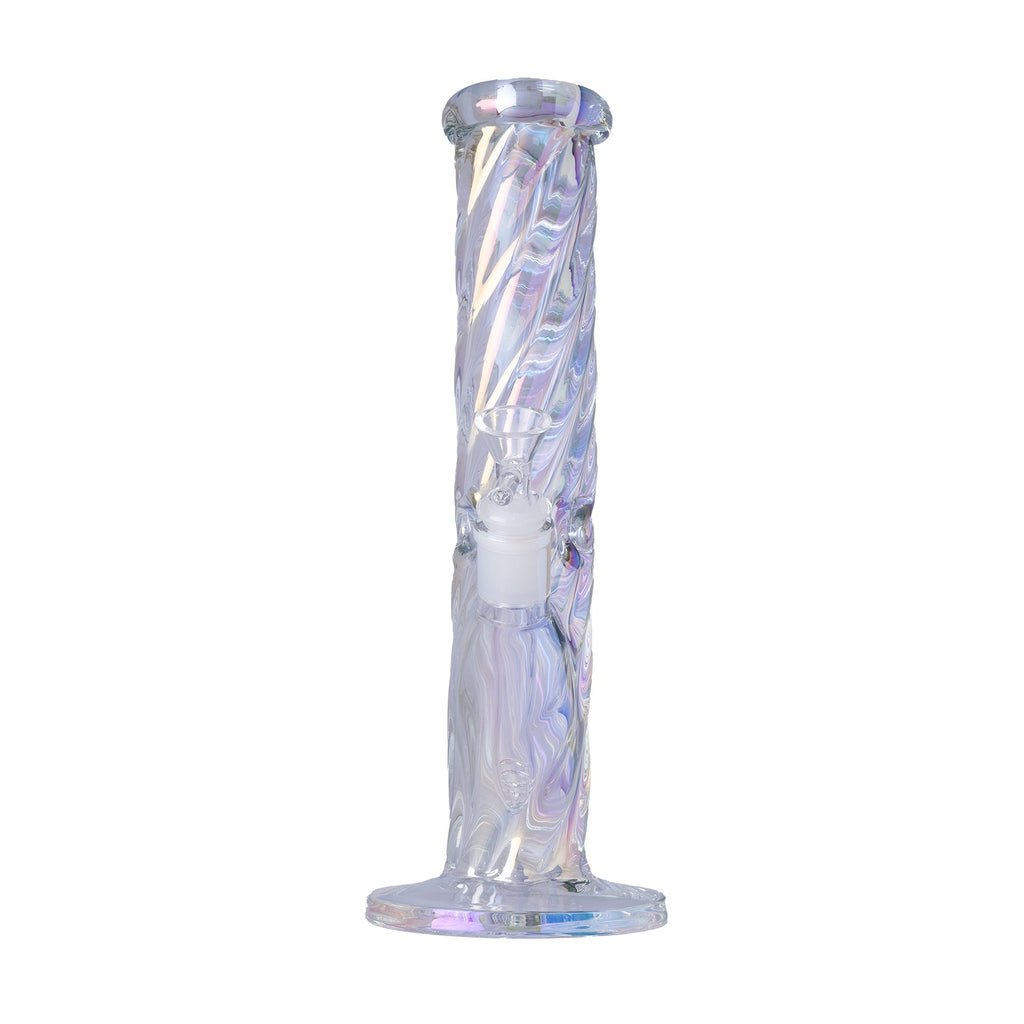 Human Grade Twisted Iridescent Tube Glass Water Pipe