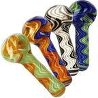 4CT BUNDLE - Swirling Wig Wag Glass Spoon Pipes - 4"