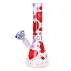 Pinky Hearts Beaker Glass Water Pipe - 10" / 14mm F