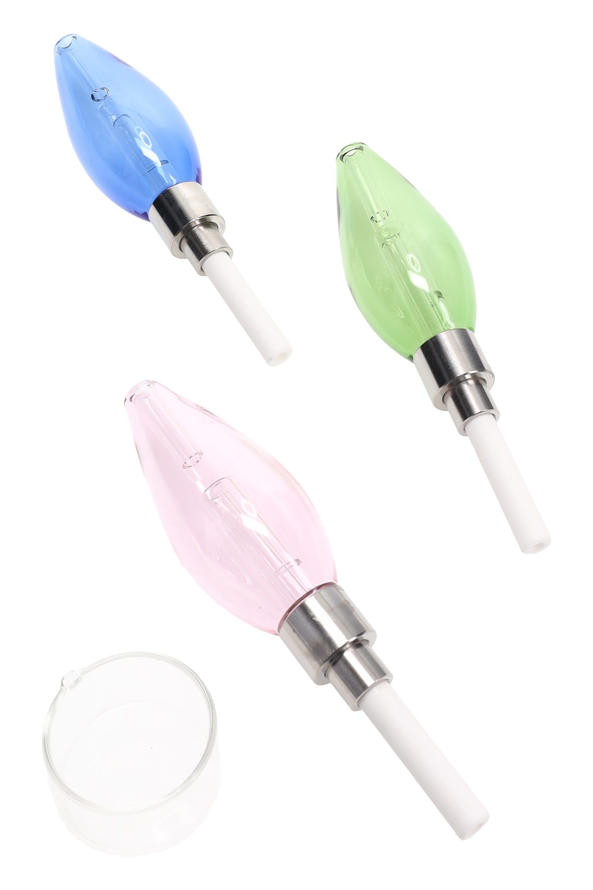 Colored Glass Bulb Dab Straw “Glow Bulb” – Ceramic Tip + Tray – 5″ – Assorted