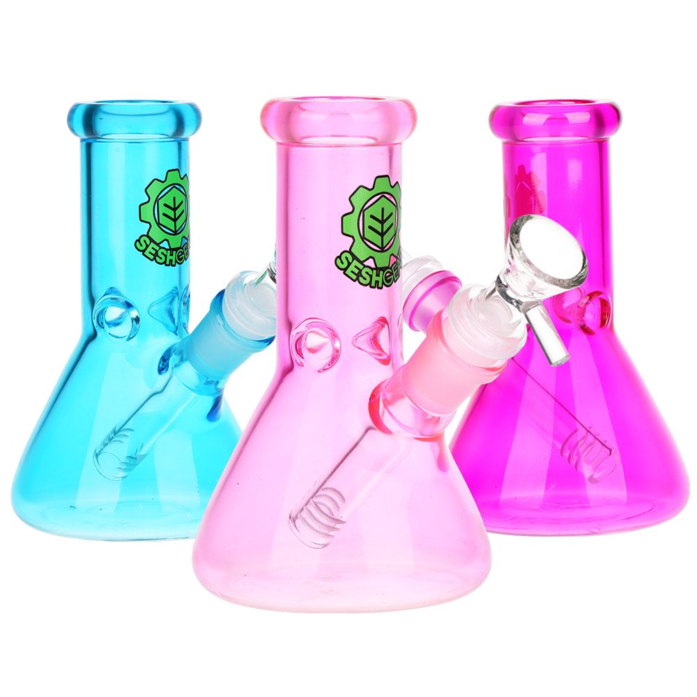 SeshGear Shorty Beaker Color Glass Water Pipe | 5.75" | 14mm F