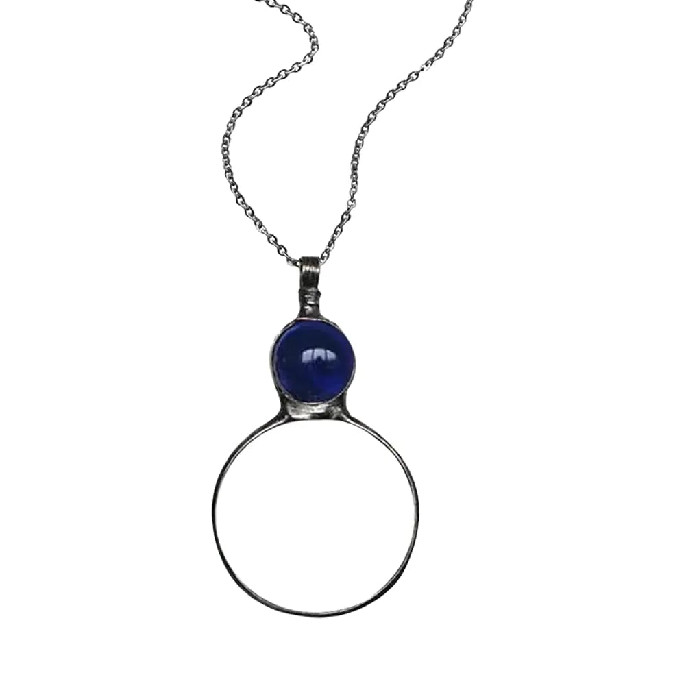 Blue Glass Magnifying Glass Necklace